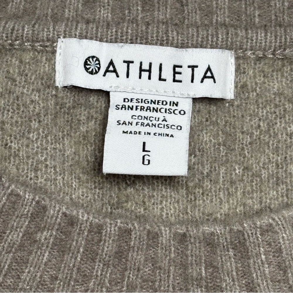 Athleta Merino Wool Blend Crewneck Sweater Hawthorn Animal Print • Size Large - Picture 7 of 9